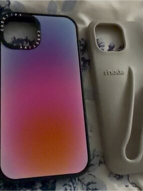 Two cases!!! Casetify Gradient Pink to Orange AND Rhode Beige Silicone iPhone 14